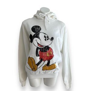 Disney Parks Mickey Mouse Sweatshirt Size Medium Pullover Hoodie Graphic White